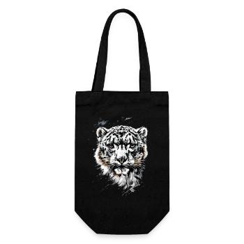 Schneeleopard Panther Raubkatze Großkatze Leopard - Geschenkbeutel für Flaschen - Schwarz - Vorne