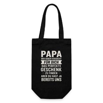 Papa hat schon uns - Geschenkbeutel für Flaschen - Schwarz - Vorne