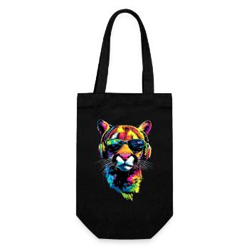 Panther Leopard Raubkatze Süße Großkatze Katzen - Geschenkbeutel für Flaschen - Schwarz - Vorne