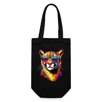 Panther Leopard Raubkatze Süße Großkatze Katzen - Geschenkbeutel für Flaschen - Schwarz - Vorne