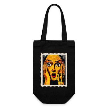 Pop art femme avec cri sur timbre-poste - Sac à bouteille - noir - Devant