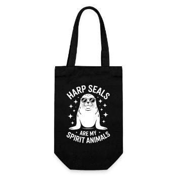 Seal Saying Seal Funny Harp Seal Gift - Gift Bag for Bottles - black - Front