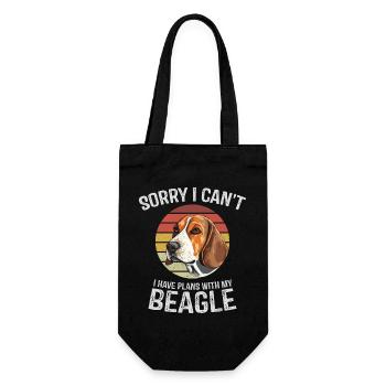 Illustration humoristique de beagle avec coucher de soleil rétro - Sac à bouteille - noir - Devant