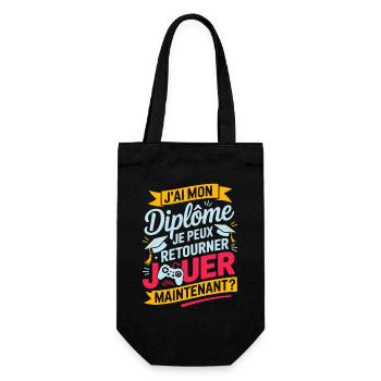 I have my diploma I can go back to playing gamer - Gift Bag for Bottles - black - Front