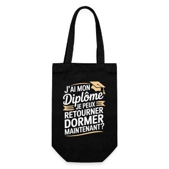 Ich habe mein Diplom, ich kann wieder einschlafen, Humor - Geschenkbeutel für Flaschen - Schwarz - Vorne