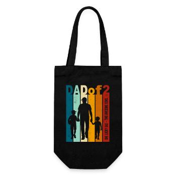 Papa & Söhne Geschenk Vintage Design zum Vatertag - Geschenkbeutel für Flaschen - Schwarz - Vorne