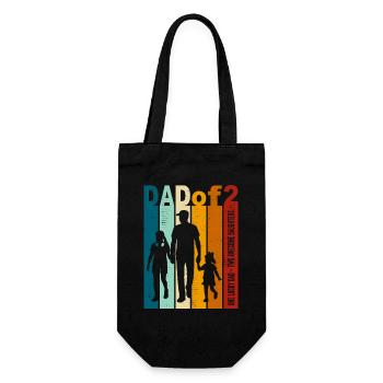 Papa & Töchter Geschenk Vintage Design Vatertag - Geschenkbeutel für Flaschen - Schwarz - Vorne