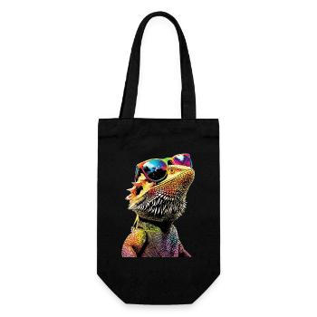 Bartagame Echse Bearded Dragon Süße Bartagamen - Geschenkbeutel für Flaschen - Schwarz - Vorne