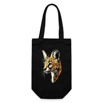Serval Raubkatze Afrika Savannah Leopard Katzen - Geschenkbeutel für Flaschen - Schwarz - Vorne