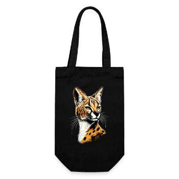 Serval Raubkatze Afrika Savannah Leopard Katzen - Geschenkbeutel für Flaschen - Schwarz - Vorne
