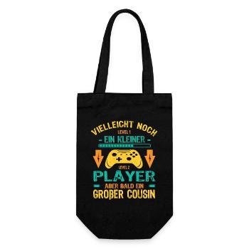 Einzelkind komplett Ich bin bald ein Großer Cousin - Geschenkbeutel für Flaschen - Schwarz - Vorne