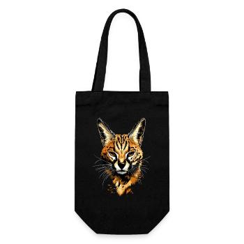 Serval Raubkatze Afrika Savannah Leopard Katzen - Geschenkbeutel für Flaschen - Schwarz - Vorne