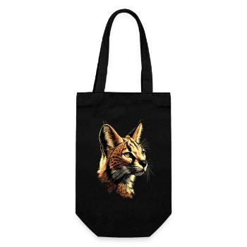 Serval Raubkatze Afrika Savannah Leopard Katzen - Geschenkbeutel für Flaschen - Schwarz - Vorne