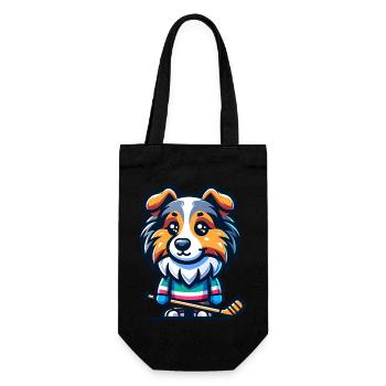 Hockey Sheltie Comic Dog Hockey - Gift Bag for Bottles - black - Front
