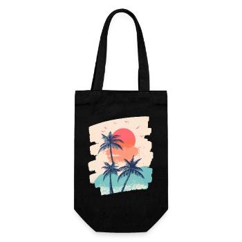 Plage Palmiers Coucher de soleil Été - Sac à bouteille - noir - Devant