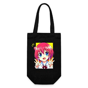 Cute Anime Manga Girl - Peace Sign Kawaii - Gift Bag for Bottles - black - Front