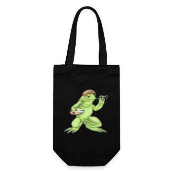 Frog Painter Brush Painting - Gift Bag for Bottles - black - Front