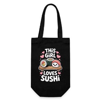 Sushi Japan Girl Lustiges Kawaii Sushi Geschenk - Geschenkbeutel für Flaschen - Schwarz - Vorne