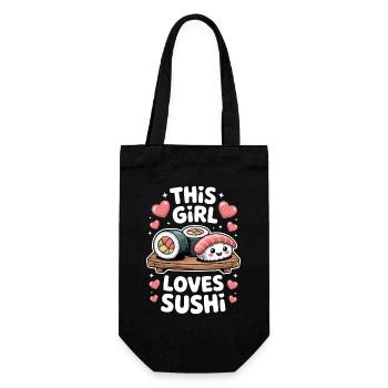 Sushi Japan Girl Lustiges Kawaii Sushi Geschenk - Geschenkbeutel für Flaschen - Schwarz - Vorne