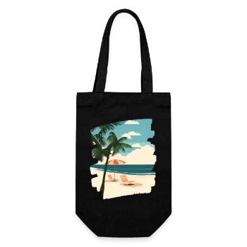 Strand Palmen Sonne Sommer - Geschenkbeutel für Flaschen - Schwarz - Vorne