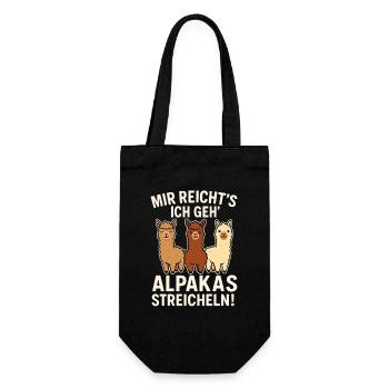 Mir reicht’s – ich geh Alpakas streicheln - Geschenkbeutel für Flaschen - Schwarz - Vorne