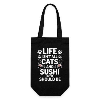 Sushi Cats Japan Funny Kawaii Sushi Gift - Gift Bag for Bottles - black - Front