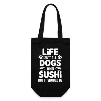 Sushi Hunde Japan Lustiges Kawaii Sushi Geschenk - Geschenkbeutel für Flaschen - Schwarz - Vorne