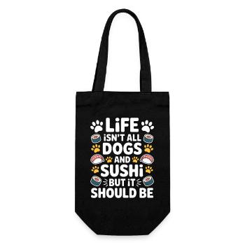 Sushi Hunde Japan Lustiges Kawaii Sushi Geschenk - Geschenkbeutel für Flaschen - Schwarz - Vorne