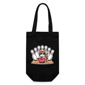 Bowling Spruch Katzen Lustiges Bowling Geschenk - Geschenkbeutel für Flaschen - Schwarz - Vorne