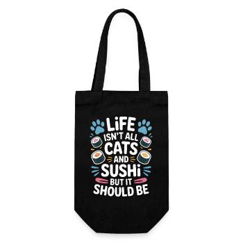 Sushi Cats Japan Funny Kawaii Sushi Gift - Gift Bag for Bottles - black - Front