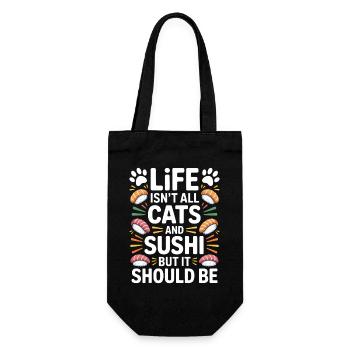 Sushi Cats Japan Funny Kawaii Sushi Gift - Gift Bag for Bottles - black - Front