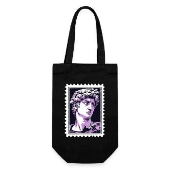David aus Florenz Briefmarke – Klassik in Lila - Geschenkbeutel für Flaschen - Schwarz - Vorne