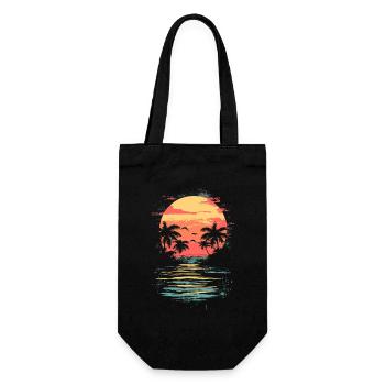 Plage Palmiers Coucher de soleil Été - Sac à bouteille - noir - Devant
