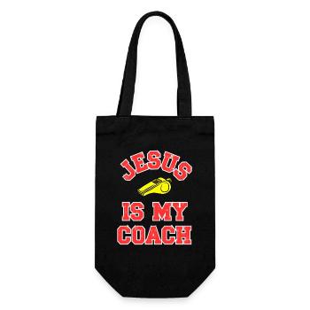 Jesus as a Coach Motivational Design - Gift Bag for Bottles - black - Front