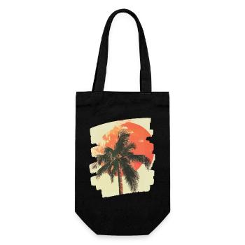 palmier coucher de soleil été - Sac à bouteille - noir - Devant