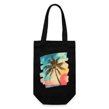 Plage Palmiers Coucher de soleil Été - Sac à bouteille - noir - Devant