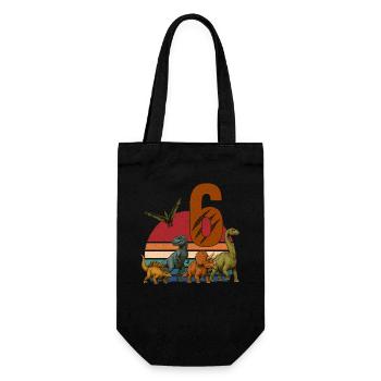 Retro Dinosaur Dino Birthday 6 Years Gift - Gift Bag for Bottles - black - Front