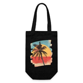 palmier coucher de soleil soleil d’été - Sac à bouteille - noir - Devant