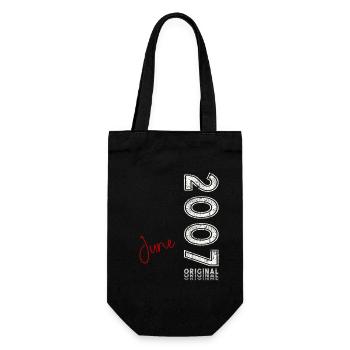 18. Geburtstag Geschenk Mann Original Juni 2007 - Geschenkbeutel für Flaschen - Schwarz - Vorne