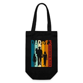 Papa & 3 Töchter Geschenk Design Vatertag - Geschenkbeutel für Flaschen - Schwarz - Vorne