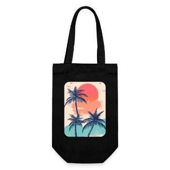 palmier coucher de soleil soleil d’été - Sac à bouteille - noir - Devant