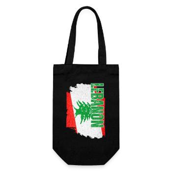 Vertikale Libanon-Flagge, Ich liebe den Libanon - Geschenkbeutel für Flaschen - Schwarz - Vorne