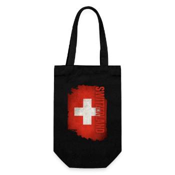 Vertikale Schweiz Flagge, ich liebe die Schweiz - Geschenkbeutel für Flaschen - Schwarz - Vorne