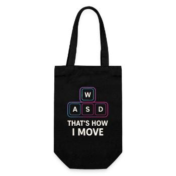WASD Gamer Spruch – That's how I move - Gift Bag for Bottles - black - Front