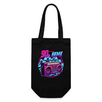90s - Neon Boombox Retro Music Style - Gift Bag for Bottles - black - Front
