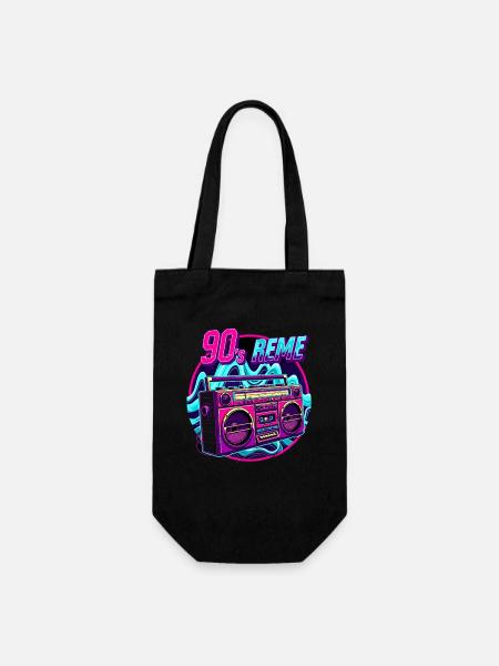 90s - Neon Boombox Retro Musik Style - Geschenkbeutel für Flaschen - Schwarz
