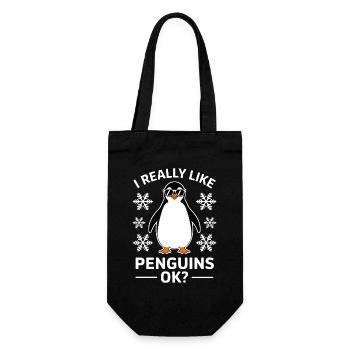 Pinguin Spruch Lustige Pinguine Geschenk - Geschenkbeutel für Flaschen - Schwarz - Vorne