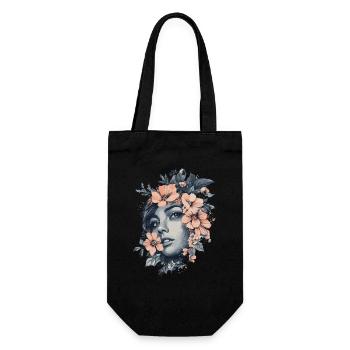 Frauenkopf Blumen Weltfrauentag Kreativ Abstrakte - Geschenkbeutel für Flaschen - Schwarz - Vorne