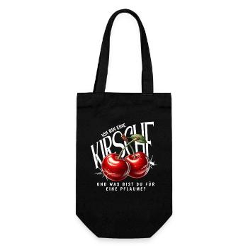 Kirsche Geschenk Pflaume Spruch Lustig Frauen - Geschenkbeutel für Flaschen - Schwarz - Vorne