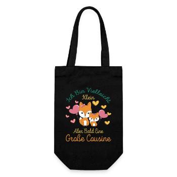 Ich bin vielleicht klein aber bald Große Cousine - Geschenkbeutel für Flaschen - Schwarz - Vorne
